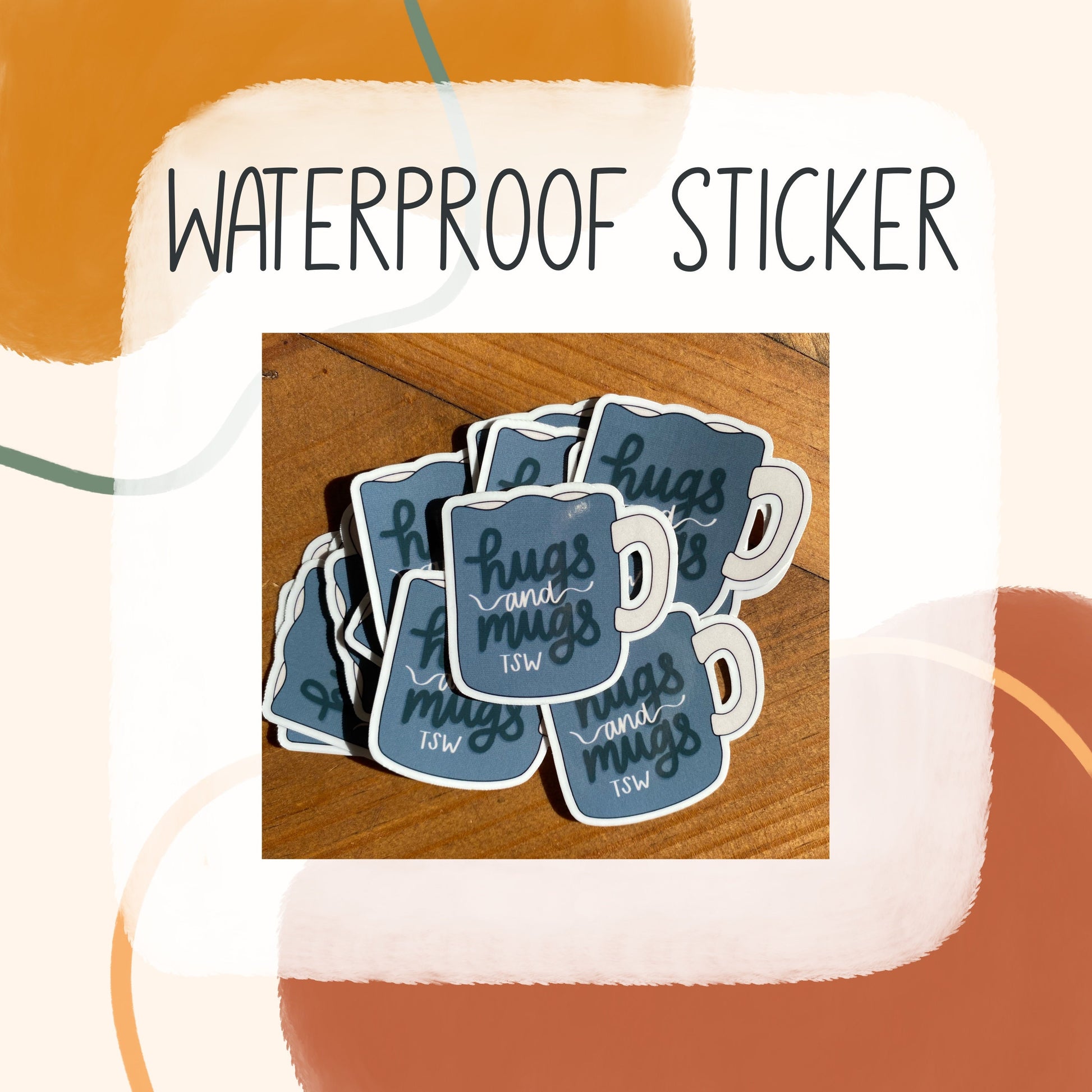 Hugs and Mugs - Waterproof Sticker