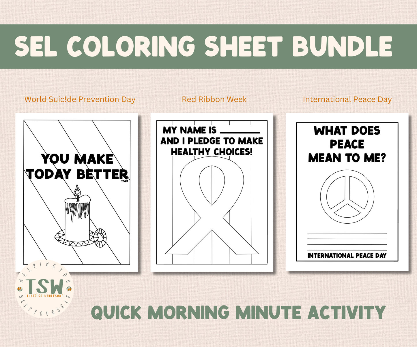 SEL Coloring Sheet Bundle | Social Emotional Learning Coloring Pages for students